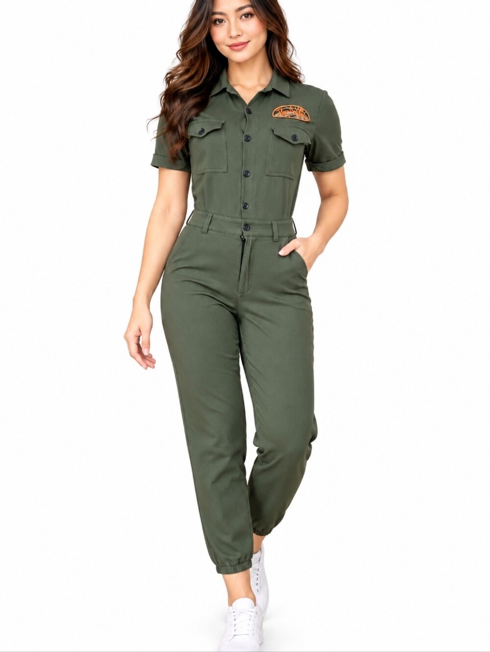 Von Dutch Logo Green Women's Jumpsuit Short Sleeve Size S? #D